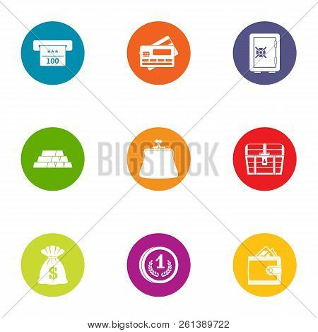 Moolah Icons Set. Flat Set Of 9 Moolah Vector Icons For Web Isolated On White Background