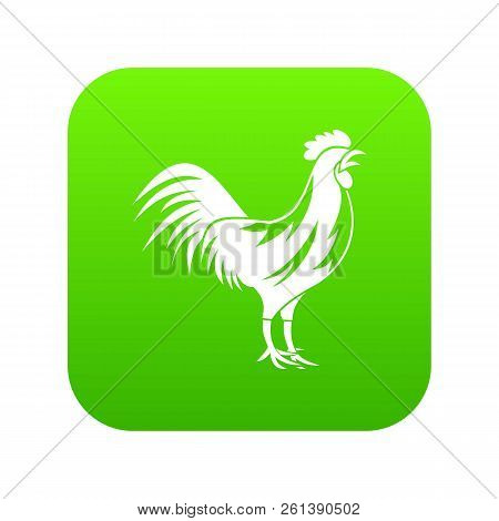 Gallic Rooster Icon Digital Green For Any Design Isolated On White Vector Illustration