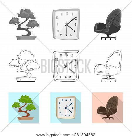 Isolated Object Of Furniture And Work Symbol. Set Of Furniture And Home Vector Icon For Stock.