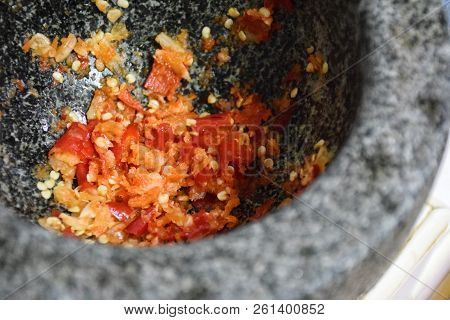 Garlic & Chilli Paste Or Red Curry For  Stir Fried Pork With Holy Basil.