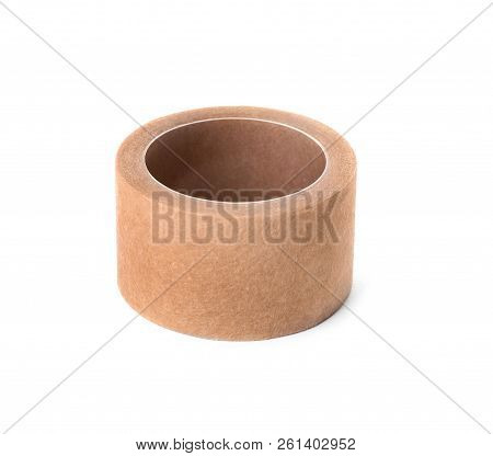 Medical Sticking Plaster Roll On White Background
