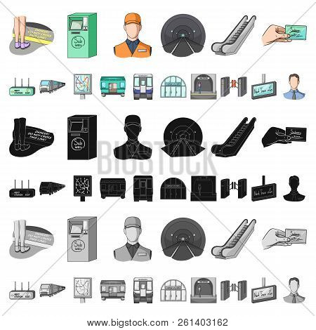 Metro, Subway Cartoon Icons In Set Collection For Design.urban Transport Vector Symbol Stock Web Ill