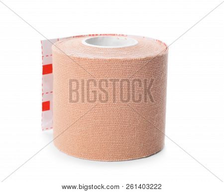 Medical Sticking Plaster Roll On White Background