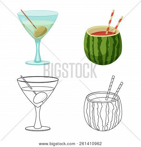 Vector Illustration Of Drink And Bar Symbol. Collection Of Drink And Party Vector Icon For Stock.