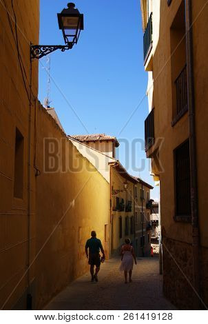 SEGOVIA, SPAIN, 23 JULY, 2018: Tourists on the streets of Segovia, Madrid, Spaion, Europe