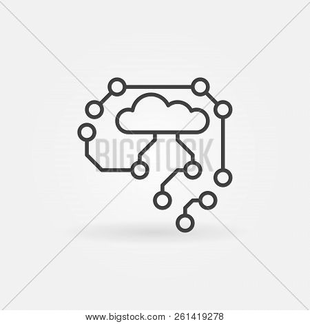 Ai Cyberbrain Outline Icon - Vector Artificial Intelligence Brain Concept Thin Line Symbol