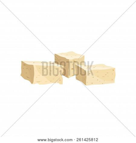 Tofu Cheese, Healthy Diet Food, Vegan Source Of Protein Vector Illustration On A White Background