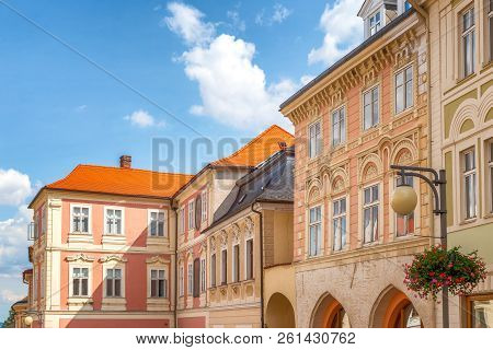 Colorful Facades Of Houses In The Historic Center Of Kutna Hora In The Czech Republic, Europe.