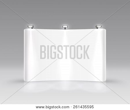 Scene Show Podium For Presentations On The Gray Background. Vector Illustration