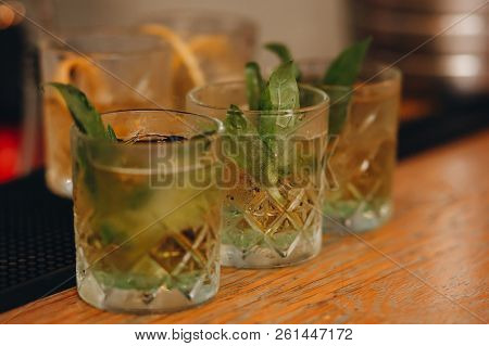 Homemade Gourmet Fresh Mint Julep Alcoholic Cocktail.