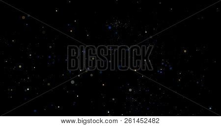 Flying Dust Particles On A Black Background