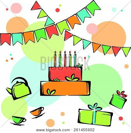 Vector Color Set Of Celebrate Birthday Element