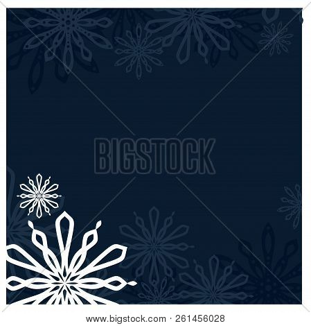 Winter Snow Background With White And Blue Snowflakes