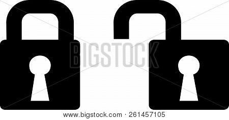 Vector Black Closed And Open Lock Icon