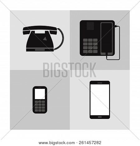 Set Of Different Vector Call Communicator Phones