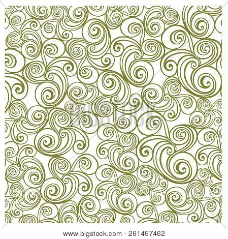 Vector Green And White Floral Spiral Pattern Background