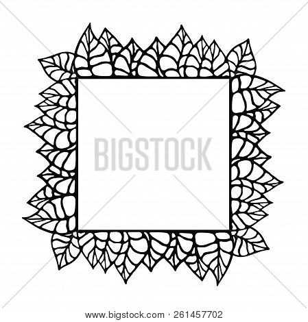 Black And White Vector Floral Rectangular Frame