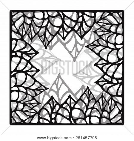 Black And White Vector Floral Rectangular Frame