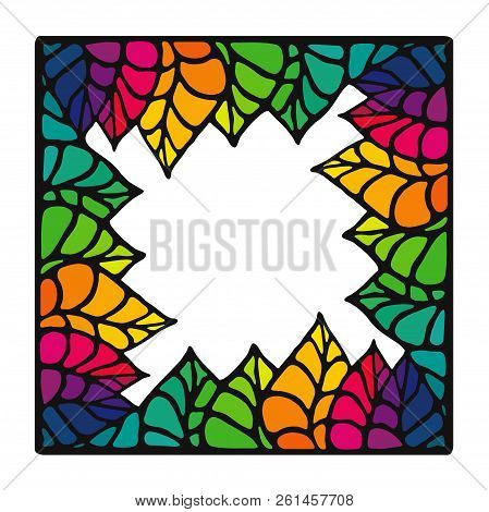 Bright Full Color Floral Frame With Black Outline