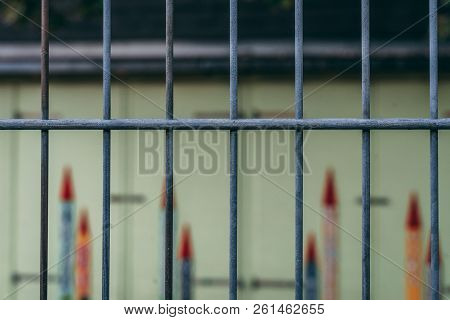 Security Fence In Front Of The Kindergarten