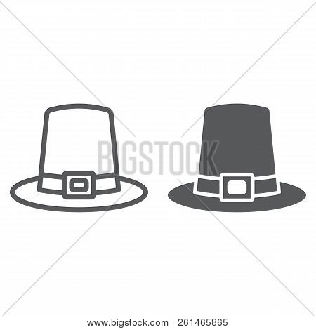 Pilgrim Hat Line And Glyph Icon, Thanksgiving And Traditional, Hat Sign, Vector Graphics, A Linear P