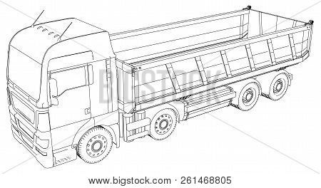Dump Truck. Tracing Illustration Of 3d. Eps 10 Vector Format Isolated On White