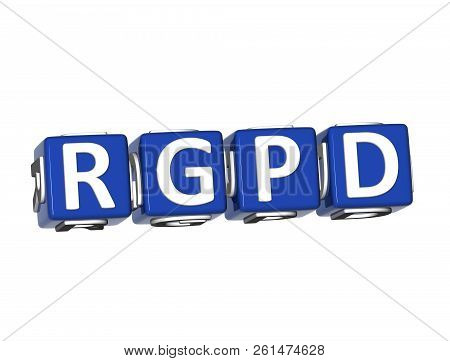 3d Rendering Blue Rgpd Word Over White Background.