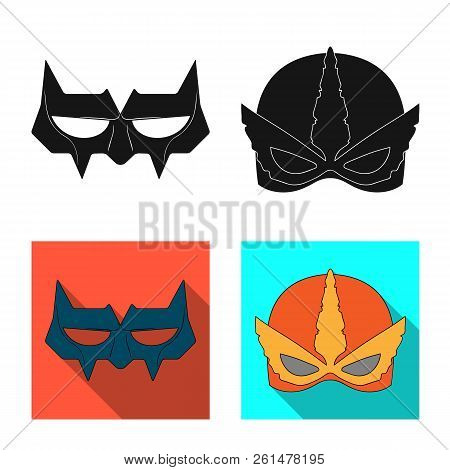 Vector Design Of Hero And Mask Sign. Set Of Hero And Superhero Stock Symbol For Web.