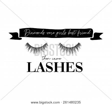 Diamonds Were Girls Best Friend Then Came Lashes Inspirational T-shirt Design With Lashes And Ribbon