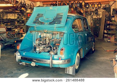 Montagnana, Italy August 27, 2018: Retro Car Fiat 600 1955 Release.