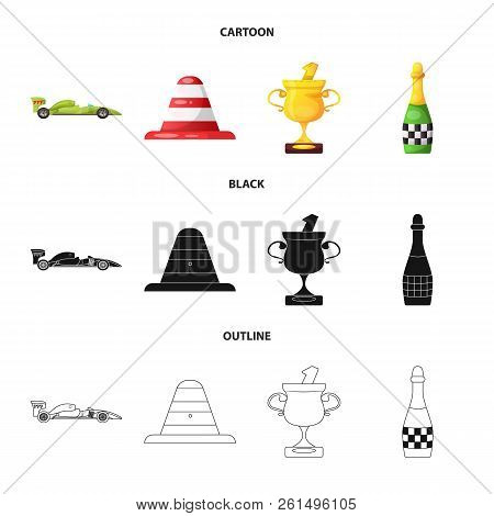 Vector Design Of Car And Rally Symbol. Collection Of Car And Race Vector Icon For Stock.