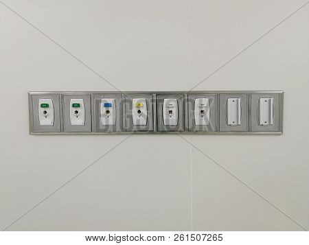 Connect A Oxygen Nitrogen And Vacuum Into Outlet For Operating Room At Hospital