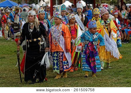 Bismark, North Dakota, September 9, 2018 : Women Dancers Of The 49Th Annual United Tribes Pow Wow, O