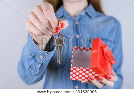 Happiness Lifestyle Sell Lease Business Concept. Cropped Close Up Studio Photo Portrait Of Confident