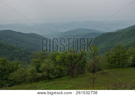Landscape With Hills And Meadows On Radan Mountain Massif, Near Rock Formation Djavolja Varos (devil