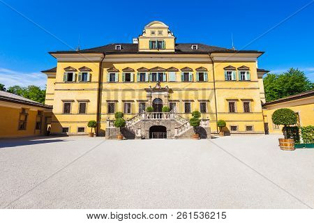 Hellbrunn Palace Or Schloss Hellbrunn In Salzburg, Austria. Hellbrunn Palace Is An Early Baroque Vil