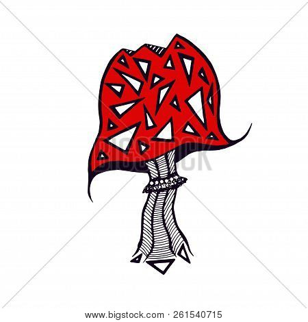 Mushroom Icon Design. Sticker And Tattoo Art. Amanita Print.