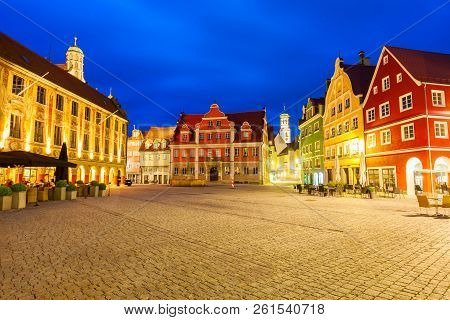 Beauty Colorful Houses In The Memmingen City Centre. Memmingen Is A Old Town In Swabia In Bavaria, G