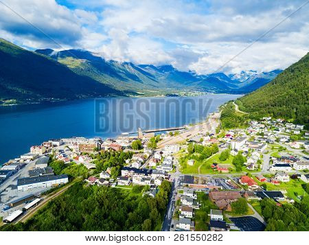 Andalsnes Aerial Panoramic View, Andalsnes Is A Town In Rauma Municipality In Norway.