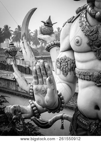 Dwarapudi, India - Circa January, 2018. Architecture Of Ayyappa Swamy Temple In Dwarapudi, India.