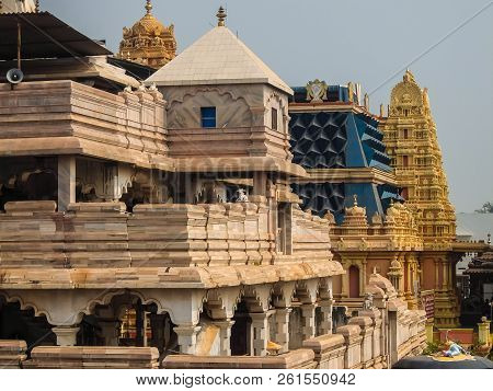 Dwarapudi, India - Circa January, 2018. Architecture Of Ayyappa Swamy Temple In Dwarapudi, India.
