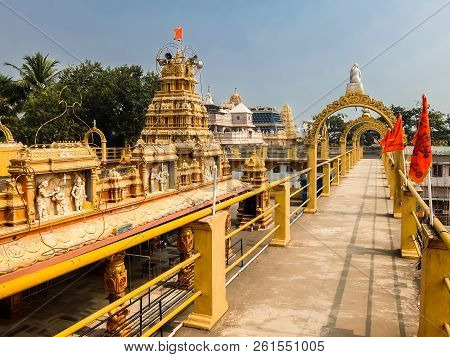 Dwarapudi, India - Circa January, 2018. Architecture Of Ayyappa Swamy Temple In Dwarapudi, India.