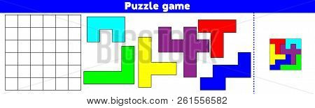 Puzzle Game.  Complete The Pattern. Education Logic Game For Preschool Kids. Vector Illustration