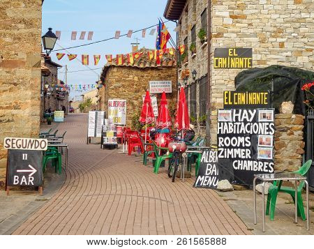 The Main Street (calle Real) In A Small Camino Village - Santa Catalina De Somoza, Castile And Leon,