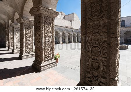 Arequipa Peru September 10 2018  The Munks  Prayed In Front Of Every Religious Image In This Cloiste