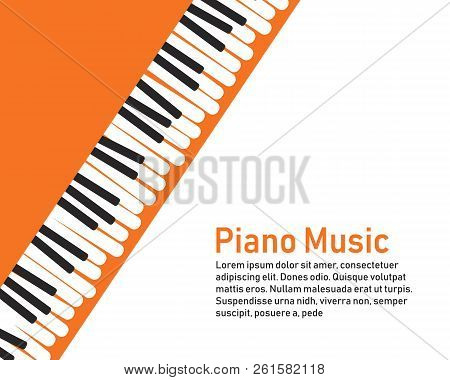 Grunge Black And White Piano Keyboard. Piano On An Orange Background  Stock Vector Illustration For 