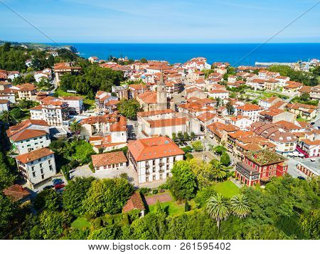 Comillas City Aerial Panoramic View, Cantabria Region Of Spain