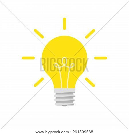 Flat Lightbulb Idea Concept Illustration. Isolated White Background.