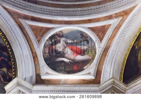 Rome, Italy - March 20, 2018: Mosaics By Raphael In The Chigi Chapel In Basilica Of Santa Maria Del 