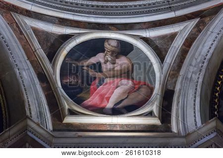 Rome, Italy - March 20, 2018: Mosaics By Raphael In The Chigi Chapel In Basilica Of Santa Maria Del 